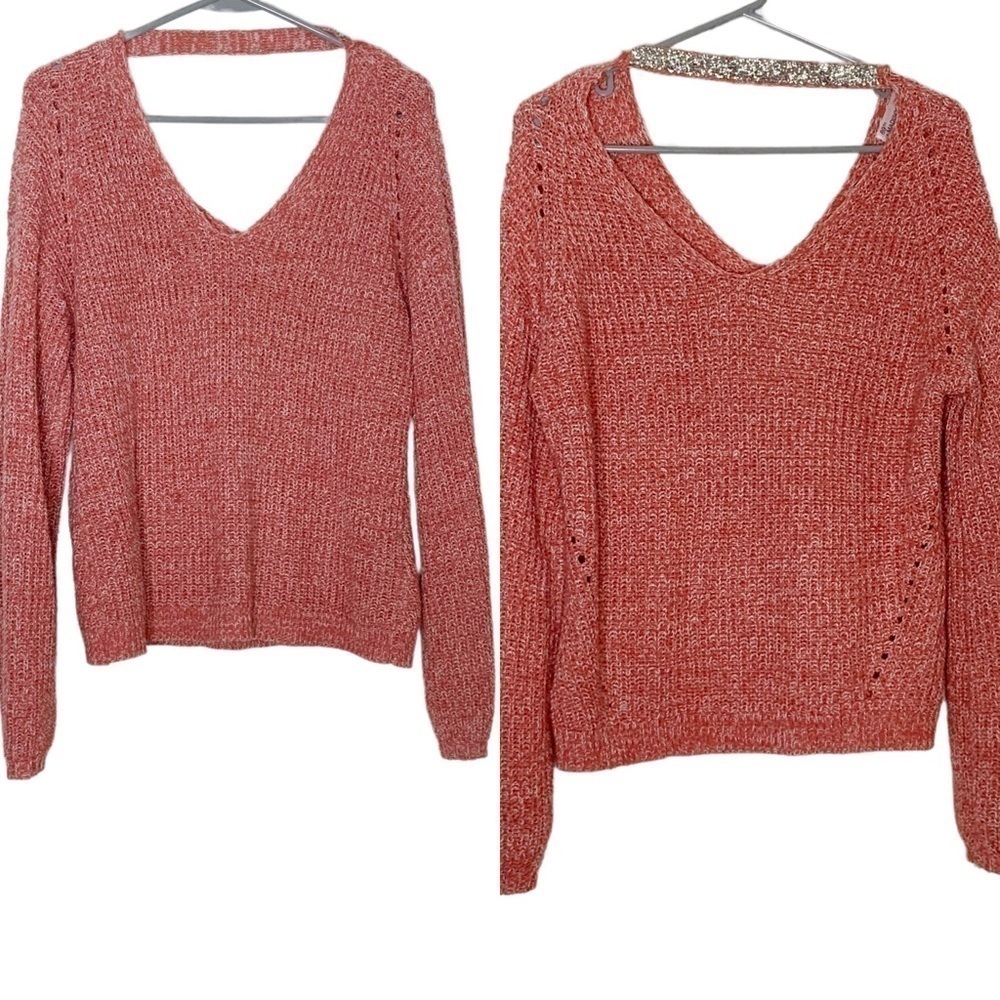 89th + Madison orange V neck sweater. Size M